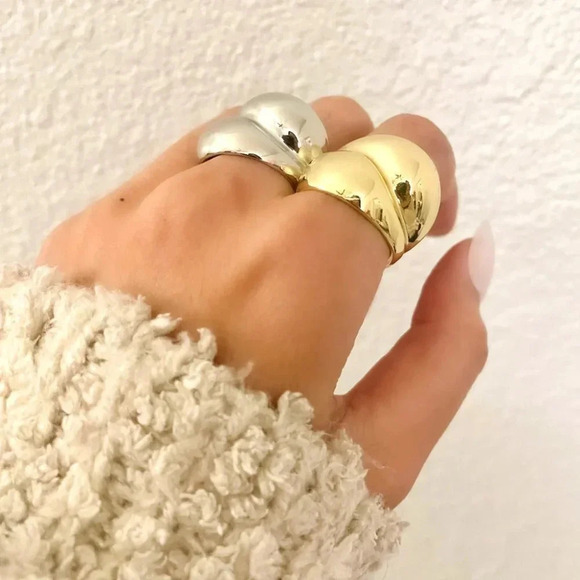 925 Sterling Silver Chunky Ring Thick Dome Ring Silver Statement Ring Bold Ring - Picture 6 of 8